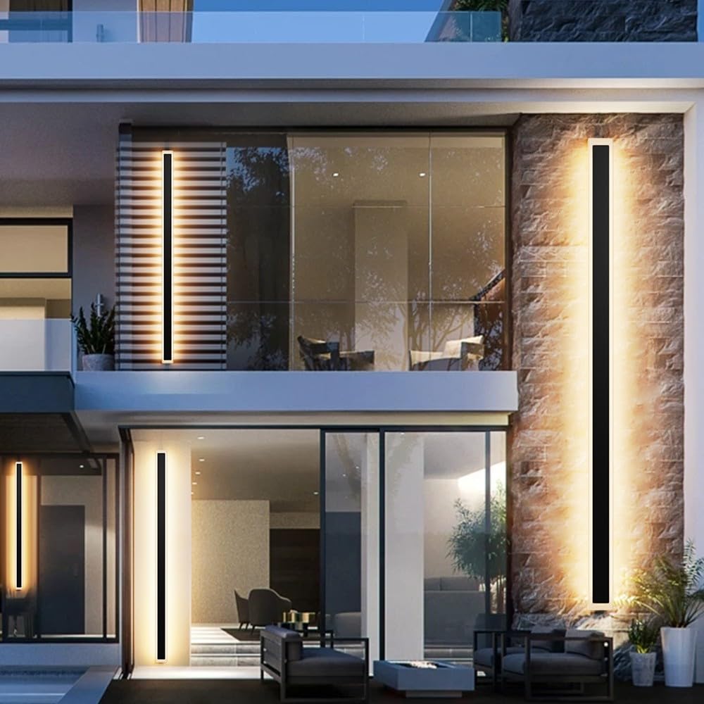 Aipsun 2 Packs Porch Wall Lights 55W 78.7 inch Long Strip Modern Outdoor Wall Light Fixture, Black Wall Mount Lighting Sconce Exterior Lights Wall Sconce 3000K for House Living Room Corridor