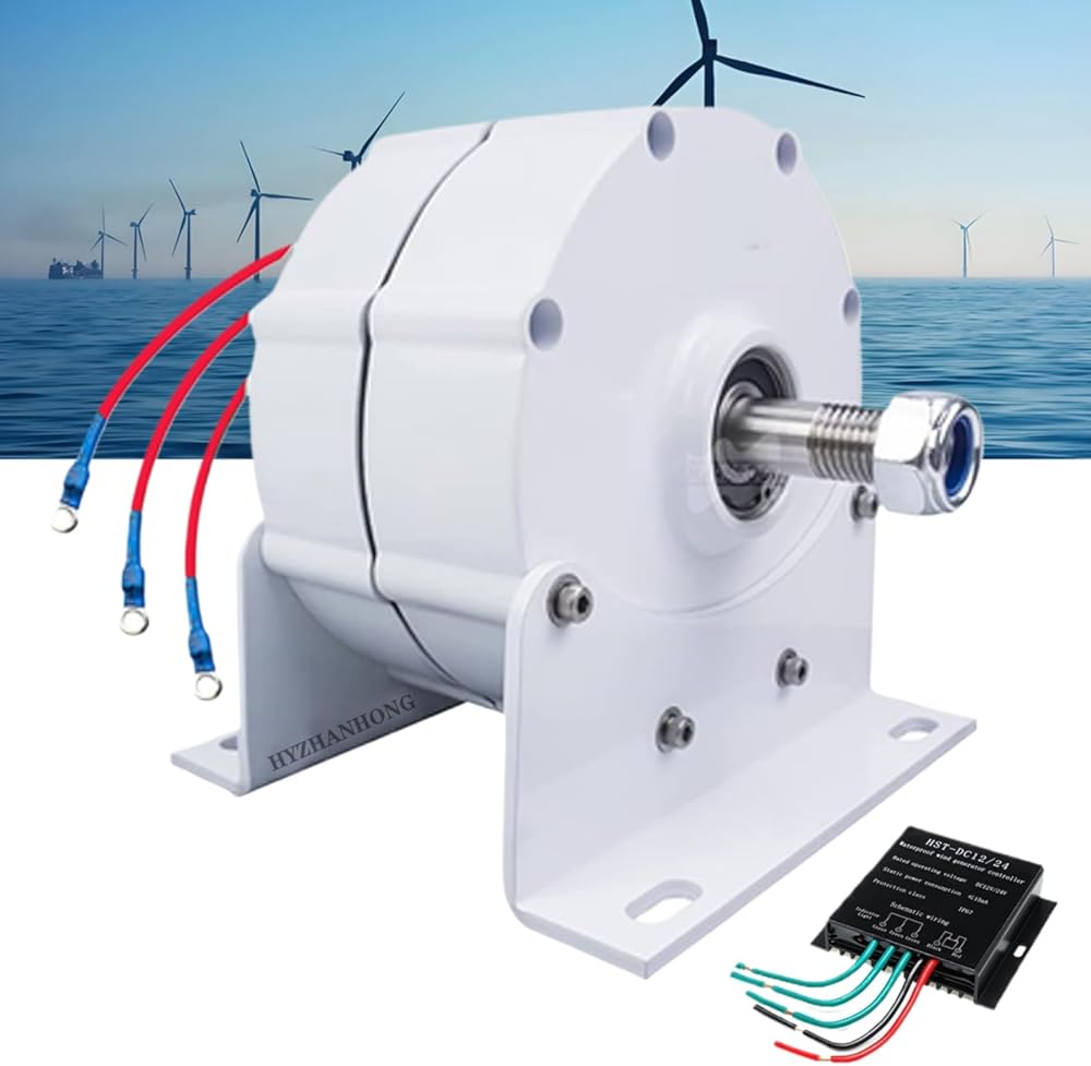 Low Speed Permanent Magnet Generator, 1500W 3-Phase Electric Wind Turbine Generator 110V/220V AC Alternators Use for Motor Drive Wind Turbine