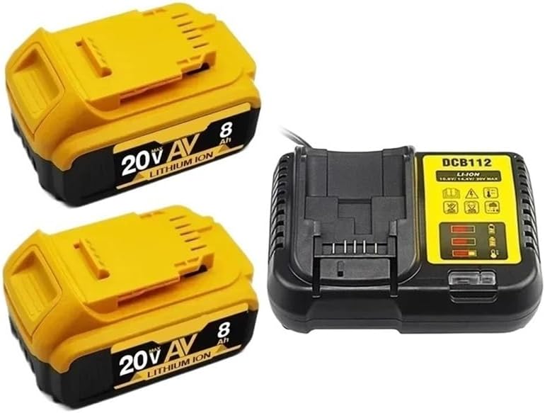 1/2PACK DCB200 20V 8Ah/12Ah Replacement Battery for Cordless Power Tools | Compatible with DeWalt 20V System(8AHx2-ChargerX1)