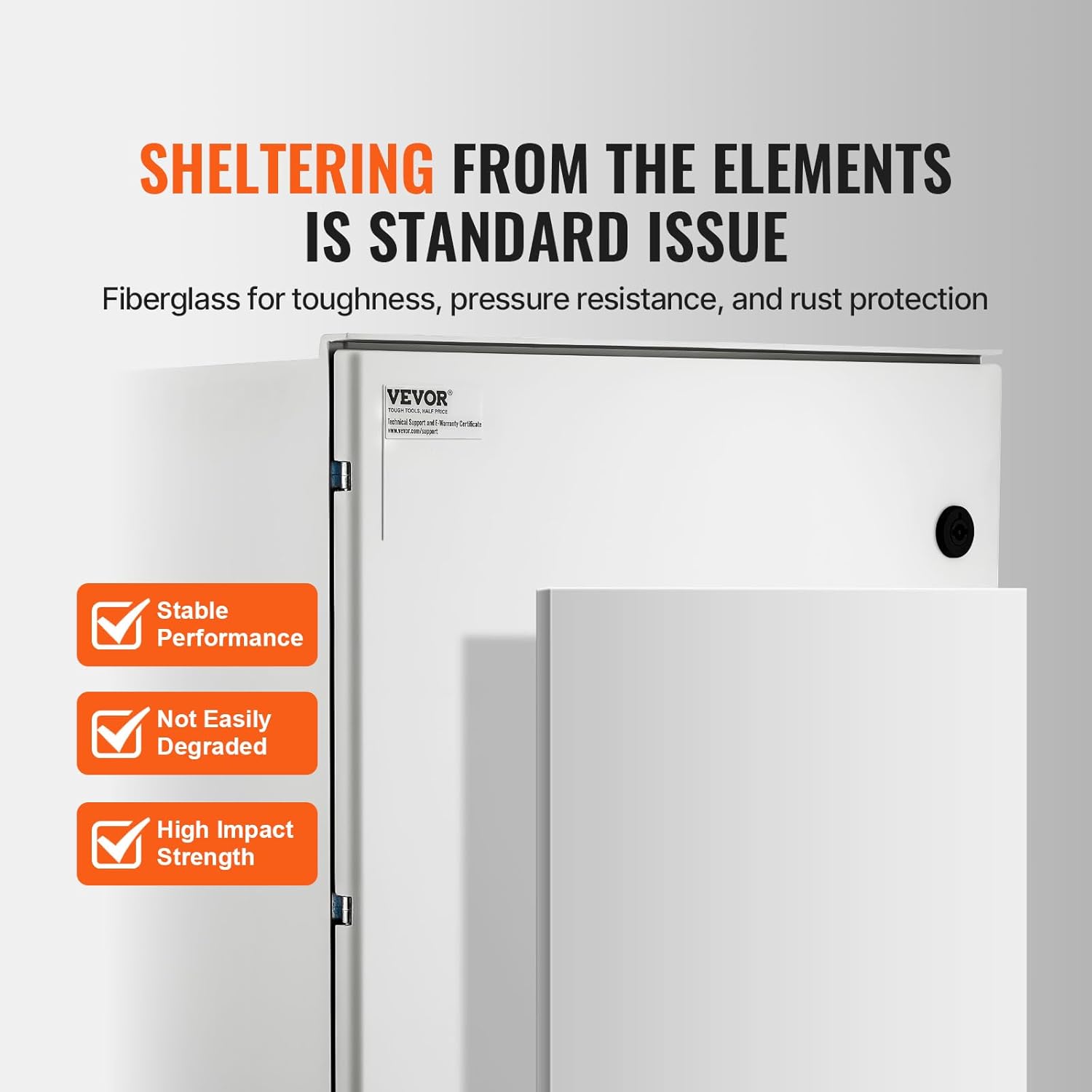 VEVOR Fiberglass Enclosure 19.7 x 15.7 x7.9 Electrical Enclosure Box NEMA 3X Electronic Equipment Enclosure Box IP65 Weatherproof Wall-Mounted Electrical Enclosure with Hinges & Quarter-Turn Latches
