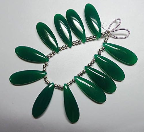 6 matched pairs, 30x10 mm long aprx.,green onxy chalcedony smooth pear briolettes