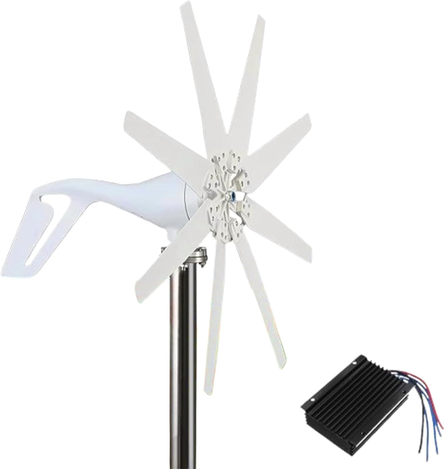400W Wind Turbine Generator Kit 12V 24V 48V for Charging Marine Garden Lamps 8 Blades with MPPT Controller for Terrace Marine Motor Home Boat 48V