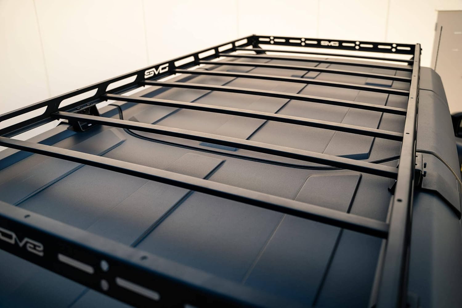 DV8 Offroad Hard Top Roof Rack for 2021-2025 Ford Bronco 4-Door | OEM Hardtop | Mounts 40” & 50” Light Bar | Bolt-On Installation | Multiple Tie Down Points | 200 lb Capacity | Multiple Accessories