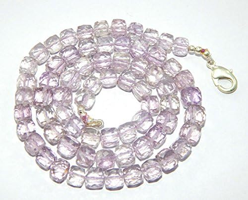 pink amethyst faceted cube box beads necklace 6-7 mm beads 19.5 inches long necklace wholesale rate