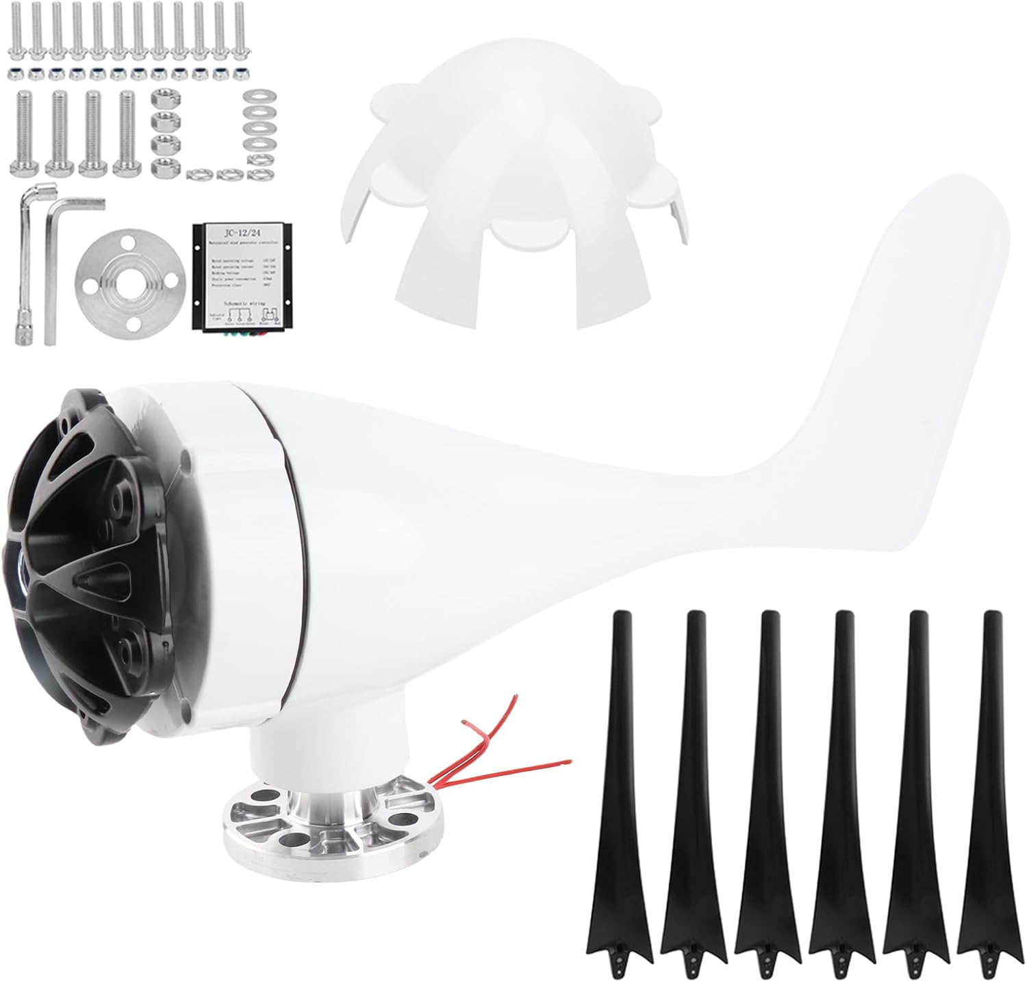 Small Windmill Turbines Generator, Wind Mill Generator Kit, Wind Industrial Machinery Equipment 800W with 6 Blade for Boat and Home Charging (24V)