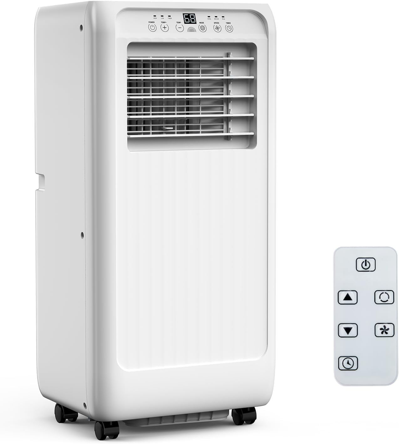8,000 BTU Portable Air Conditioner, Cools Up To 350 Sq.Ft, Auto Swing, 3 Fan Speeds, Dehumidifier, with Remote Control & Window Kit