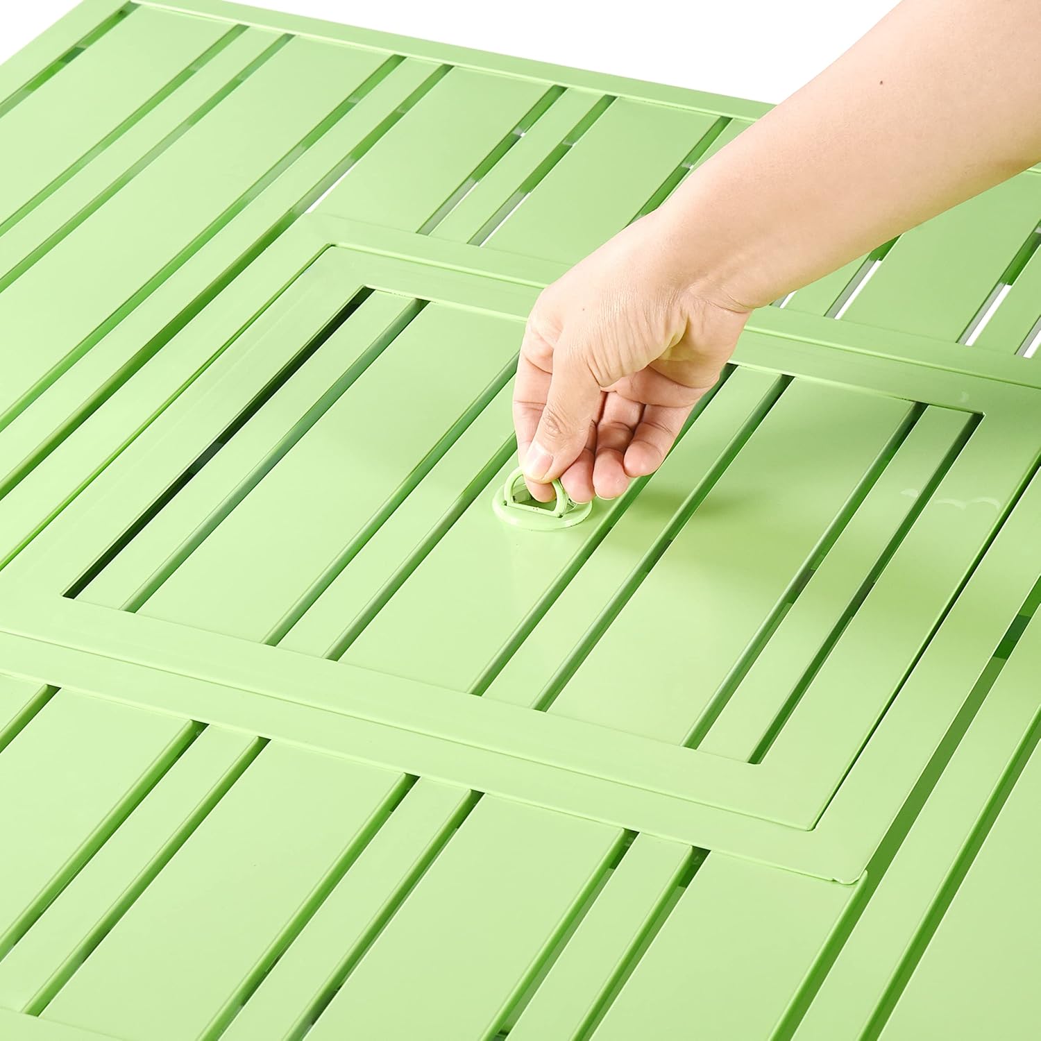 Square 32 in. x 32 in. Aluminum Propane Fire Pit Table with Glass Beads, Two Covers, Lid, 37,000 BTUs in Green Finish