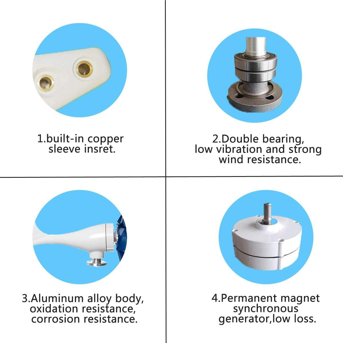 8000W 5 Blades 12V/24V Wind Turbines Generator Horizontal Wind Generator with Controller Windmill Energy Turbines Charge,12v