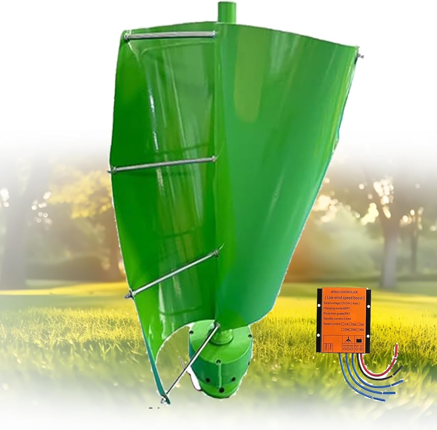 14000W Vertical Axis Wind Turbine Generator Kit - 12V/24V/48V with Controller, Auto Wind Direction Adjustment, 13m/s Rated Speed for Home, Boats, Gazebos - Eco-Friendly Green Energy Solution