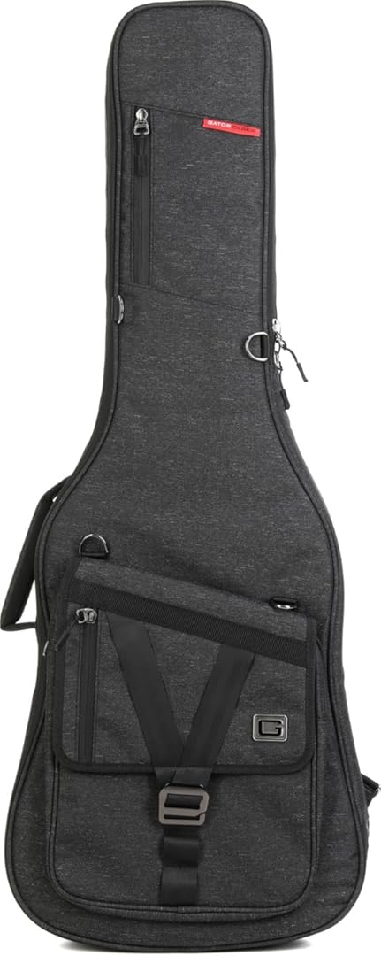Gator Cases Transit Series Lightweight Electric Guitar Gig Bag with Back Pack Straps and Rubberized Base, Charcoal Black Exterior (GT-ELECTRIC-BLK)