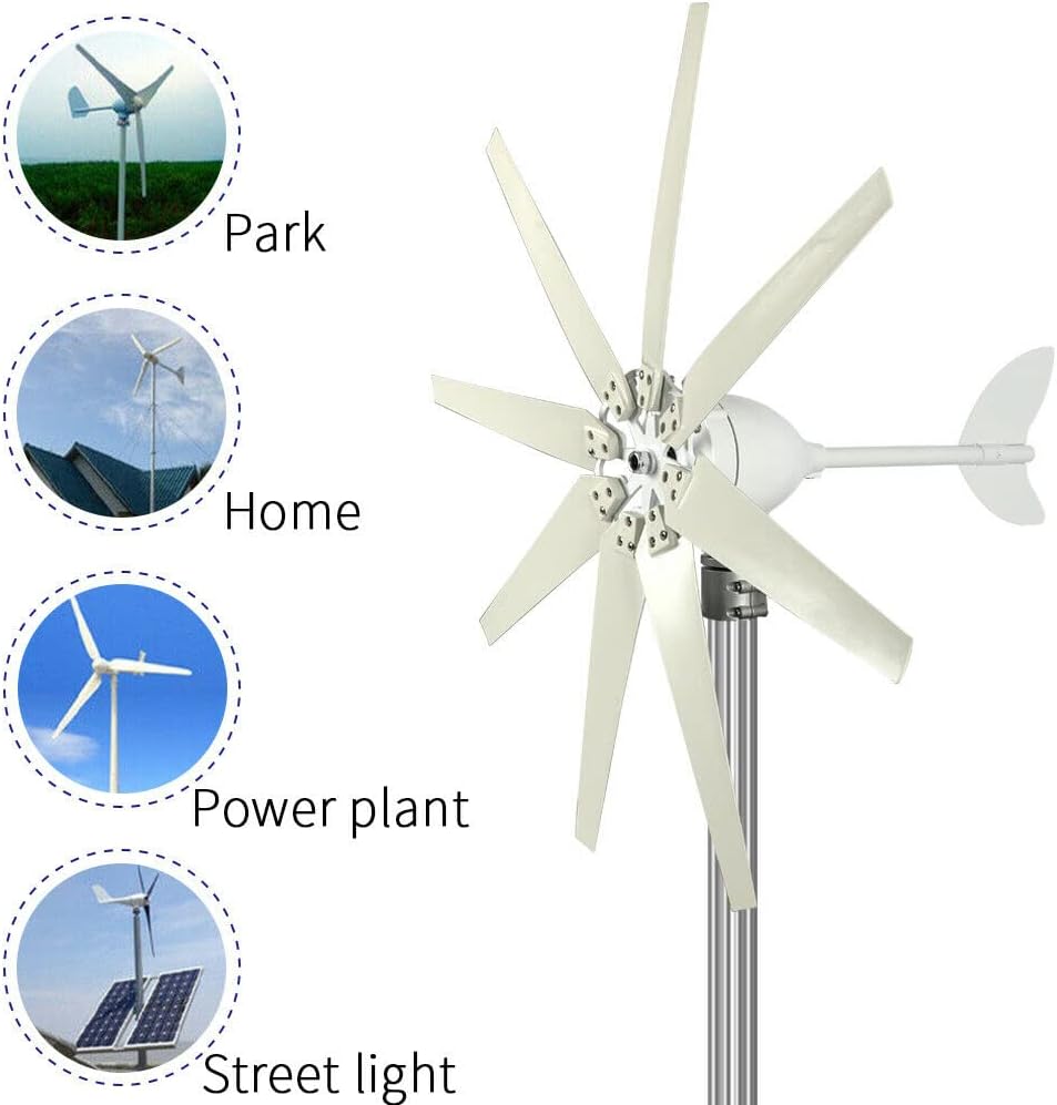8000W DC 12V-220 V Wind Turbines Generator 8 Blades Powerful Windmill with Power Charge Controller