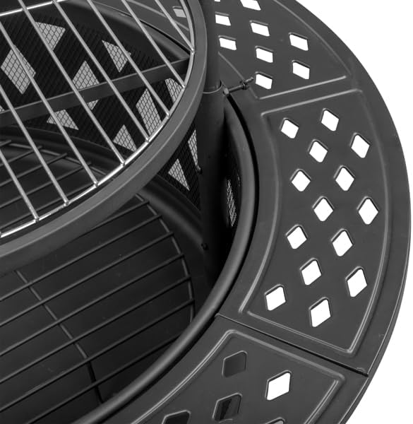 SwingIt 38 Inch Fire Pit with Grills, Large Outdoor Firepits for Outside, Wood Burning Fireplace for Camping,Picnic,Bonfire, 3-in-1 Round Metal Table with Lid for Backyard,Patio,Party