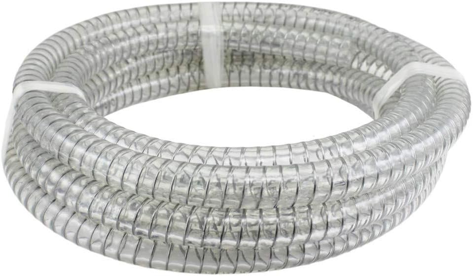 Duda Energy STpvc150-025ft 25' x 1-1/2 ID Steel Wire Suction PVC Flexible Tubing High Pressure Heavy Duty UV Chemical Resistant Vinyl Hose