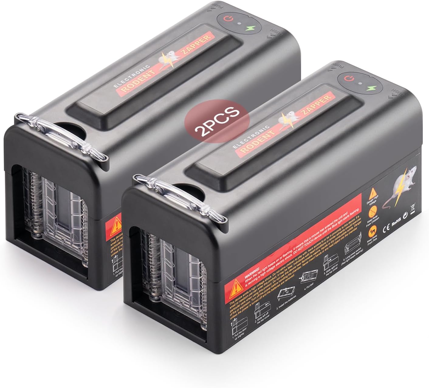 Electric Rat Trap,Mouse Trap Indoor,Powerful Voltage Instantly Kills Rats and Mice,Upgraded Rodent Zapper for a Pest-Free Home (2 Pack Rat Trap)