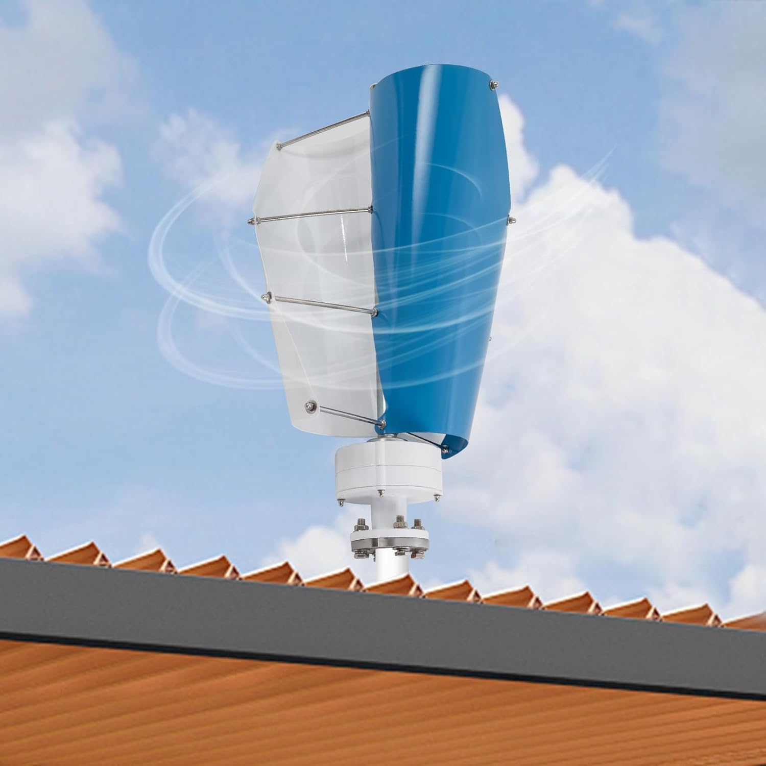 Gbonklong 500W Vertical Axis Wind Turbine Generator No Noise,12V Permanent Magnet Generator with Controller, Wind Turbine Wind Turbine Power Generation for Home Street Lighting (Blue)