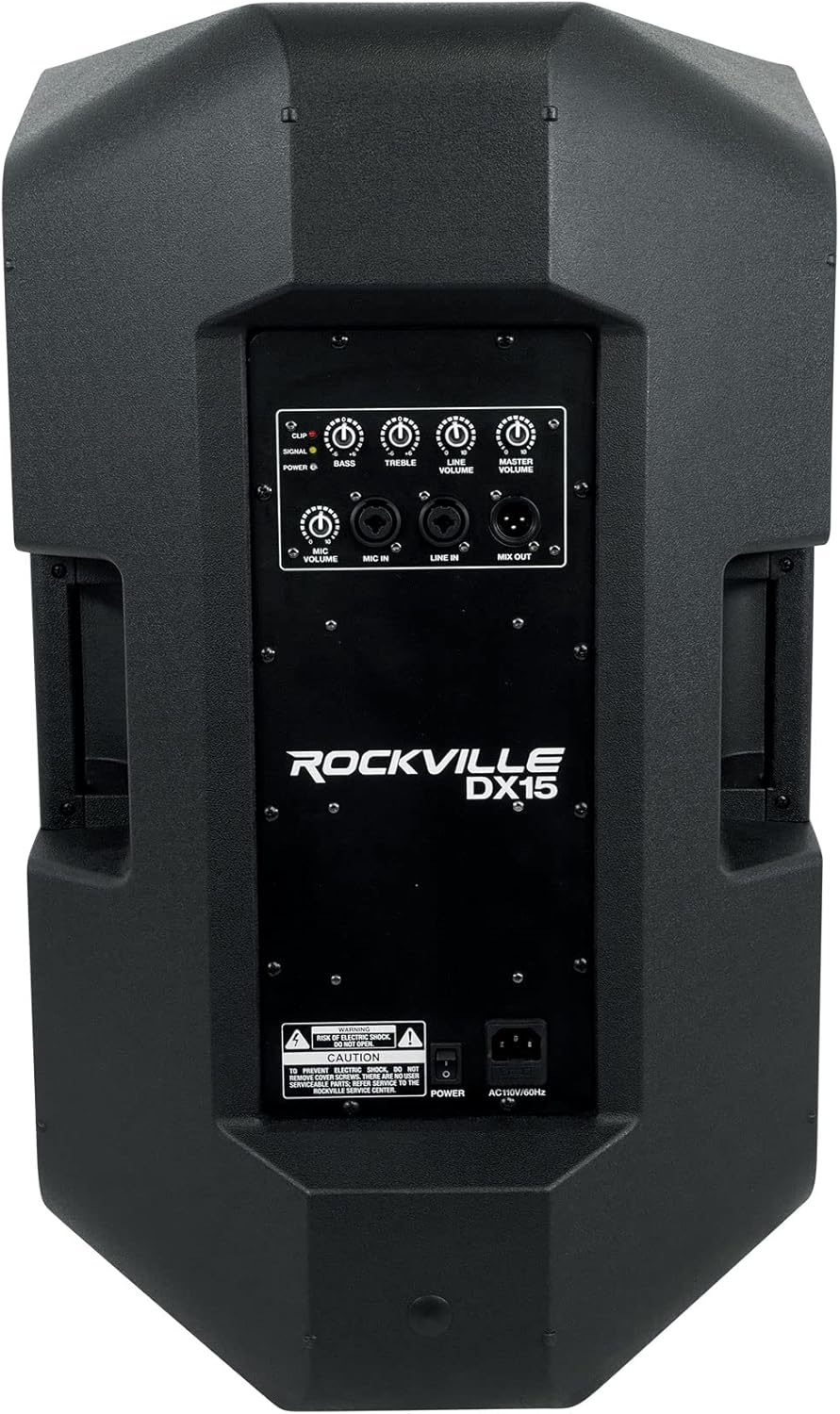 Rockville DX15 2000W Peak/ 500W RMS 15-in Powered Active DJ PA Speakers, Class-D, High SPL Output, XLR and RCA Inputs, for Events, Clubs, and Live Performances, 2-Piece
