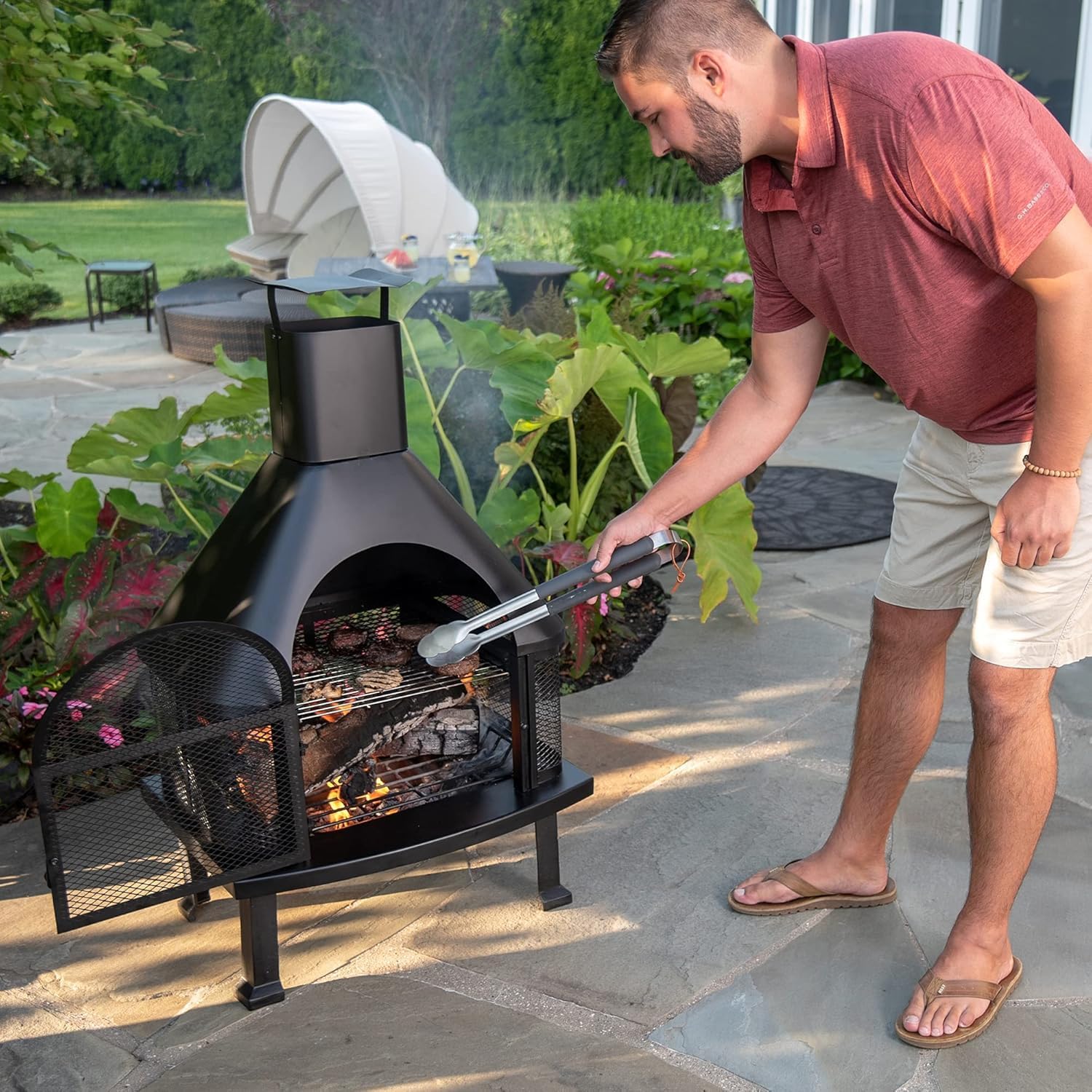 Endless Summer, Wood Burning Outdoor Fire House with Chimney