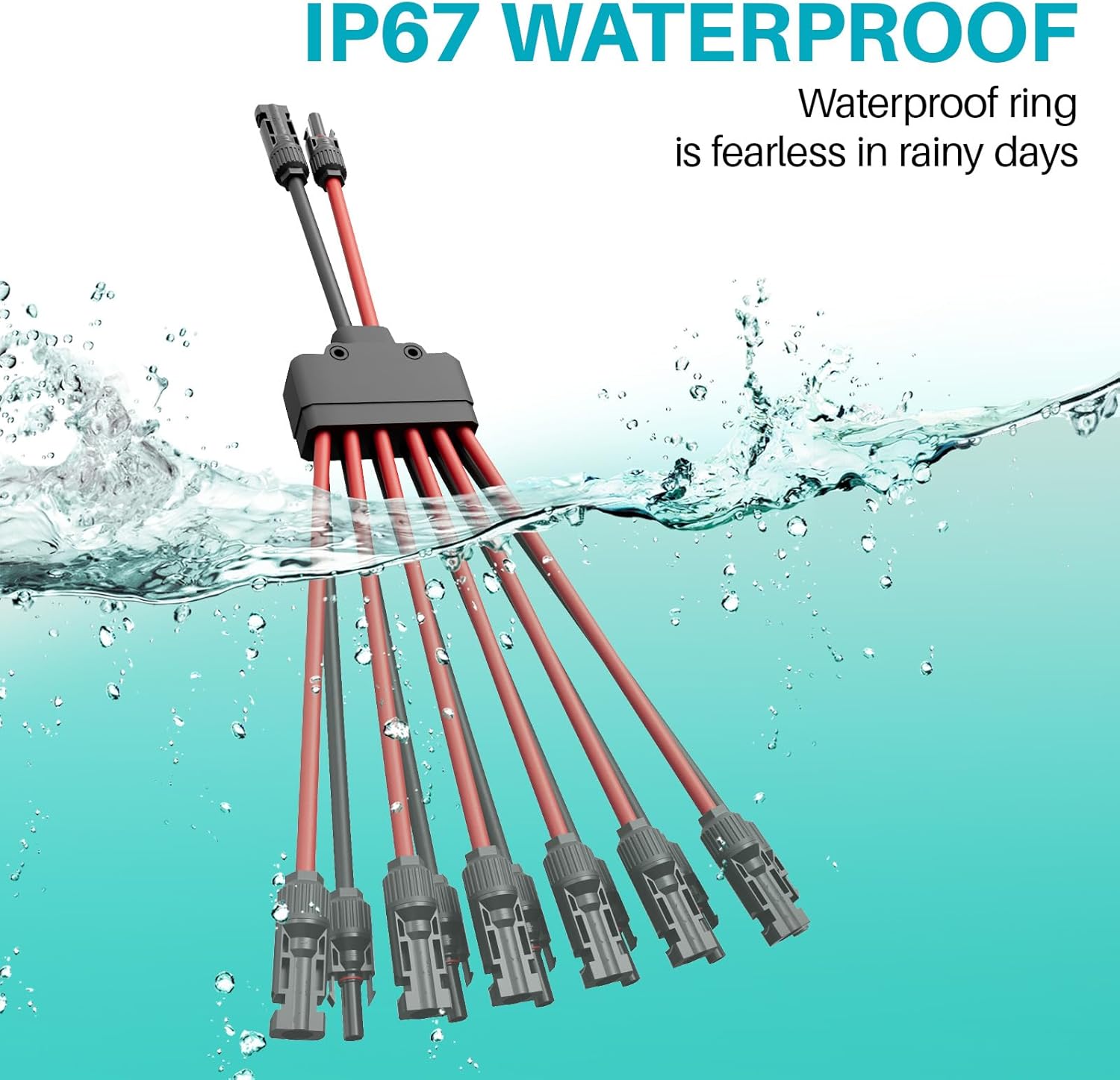 2 Pack solar connectors Tool-Free solar cable connectors Solar connector for 6 solar panels water proof solar panel connectors 2 to 12 Y-branch parallel adapter solar cable extension（2Y12,2PCS）