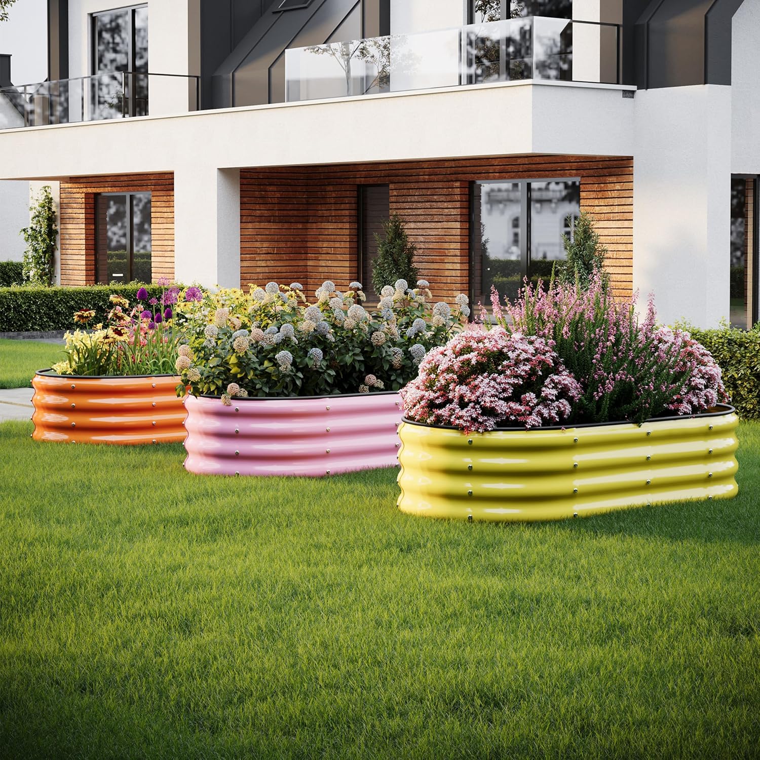 Galvanized Metal Planter Raised Garden Bed Kit for Gardening Outdoor，6x3x2ft Planter Grow Garden Box Raised Flower Bed，Long Vegetable Clearance Herb Raised Garden Beds for Container Gardening