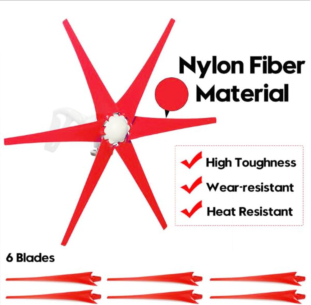 14000W Windmill Turbines Generator 12V/24V/48V Small 6 Blade Wind Industrial Machinery Equipment, for Marine Home Charging(with Controller)