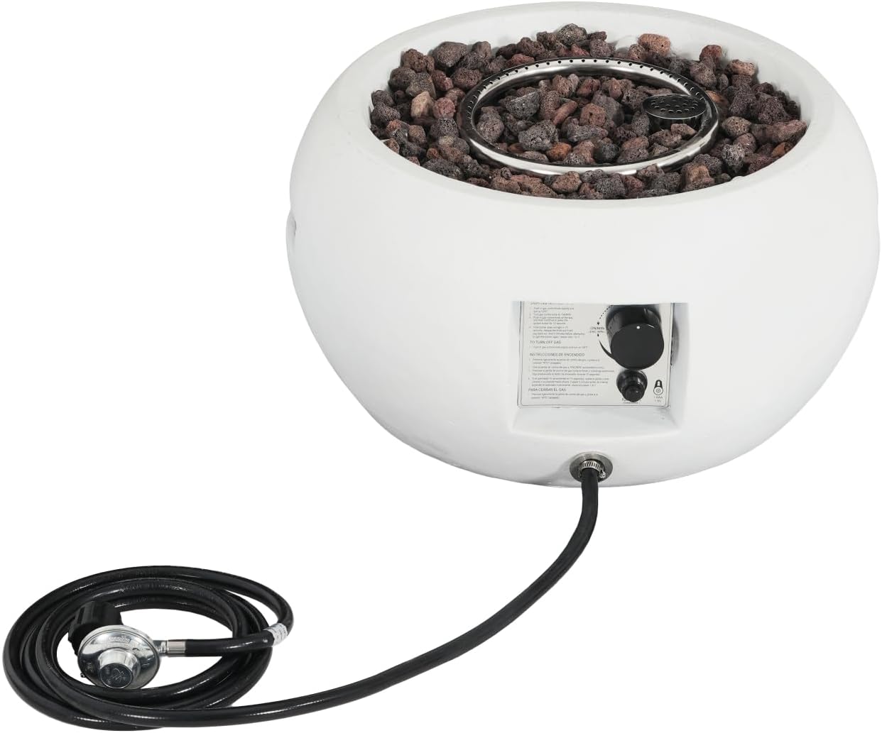 Patio Propane Fire Pit 40000Btu White Magnesium Oxide Efficient Warmth Outdoor Lawn Porch Cozy Gatherings