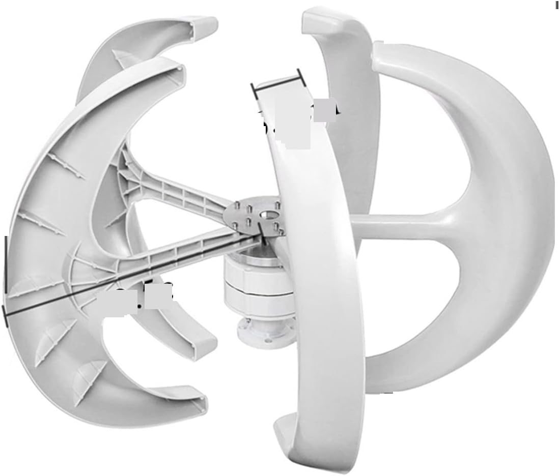 Wind Turbine Generator Kit, Wind Power Turbines Generator 5KW 12/24/48V 5 Blades generator Lantern wind turbines Vertical Axis For Streetlight Controller for Hybrid Solar Wind System(Red,WITH CONTROLL