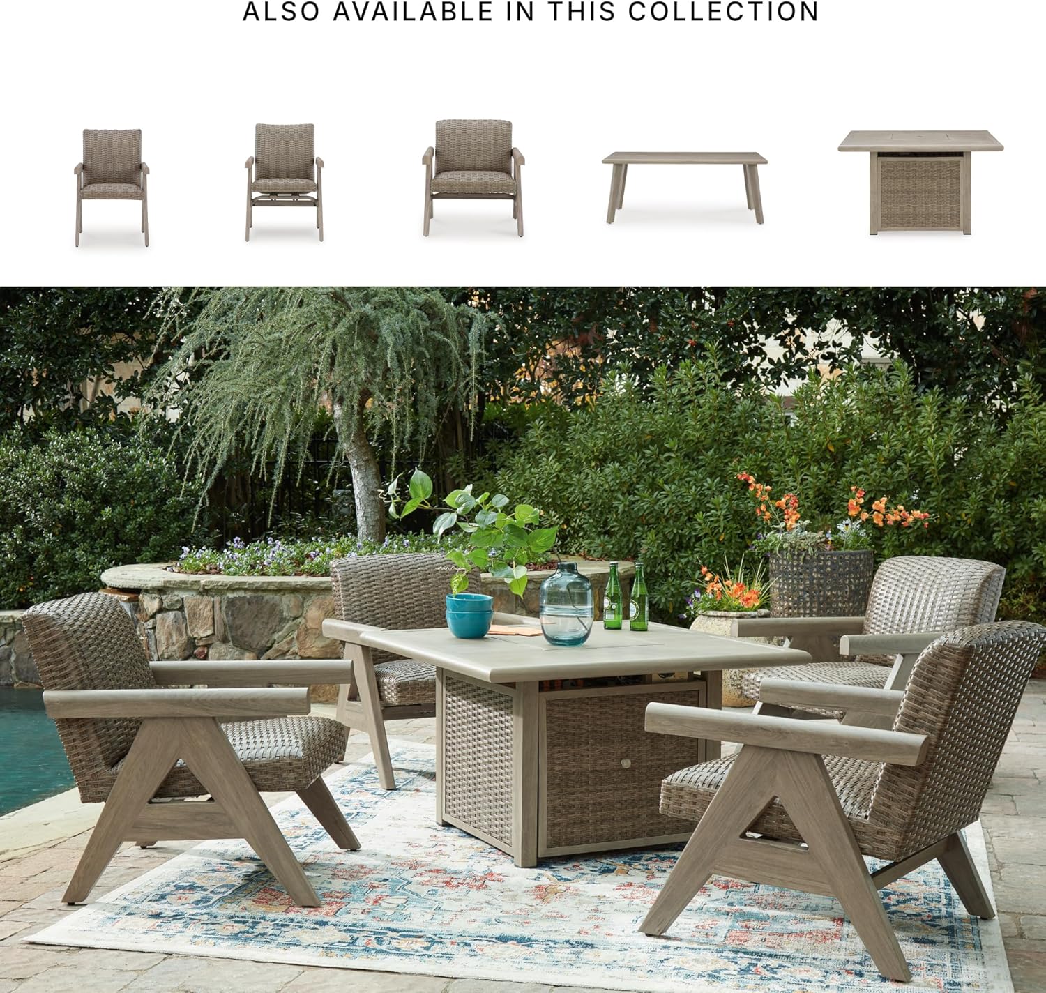 Aluminum Cliff Trails Rectangular Fire Pit Table by Ashley Furniture