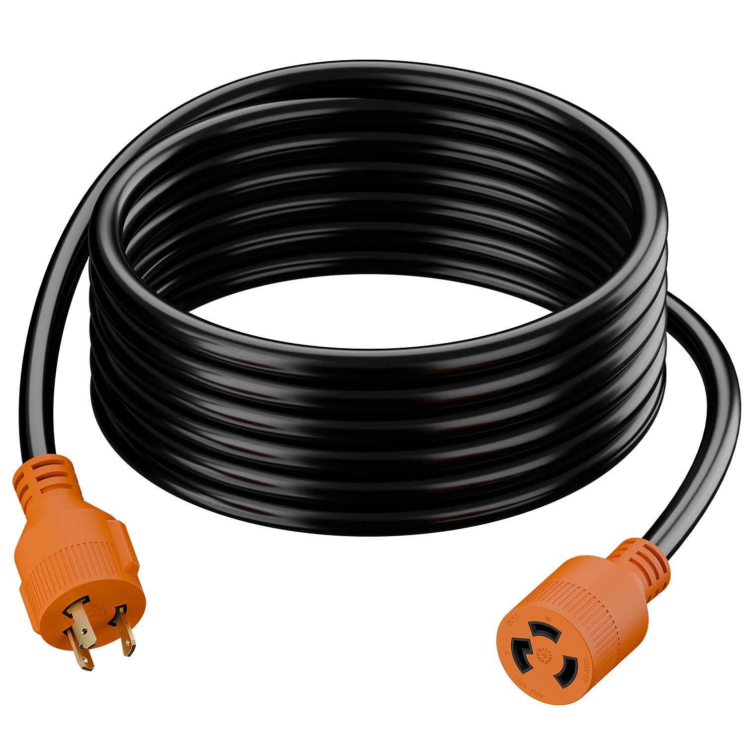 [25 FT] Nema L5-30P Waterproof RV 30Amp Power Inlet Box and L5-30P Extension Cable 25FT, ETL Listed 30A Generator Power Inlet, Outdoor use L5-30 30A 125V 3750W Inlet Box with LED Light AC0066