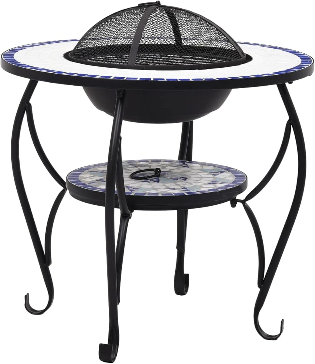 Mosaic Fire Pit Table Blue and White 26.8