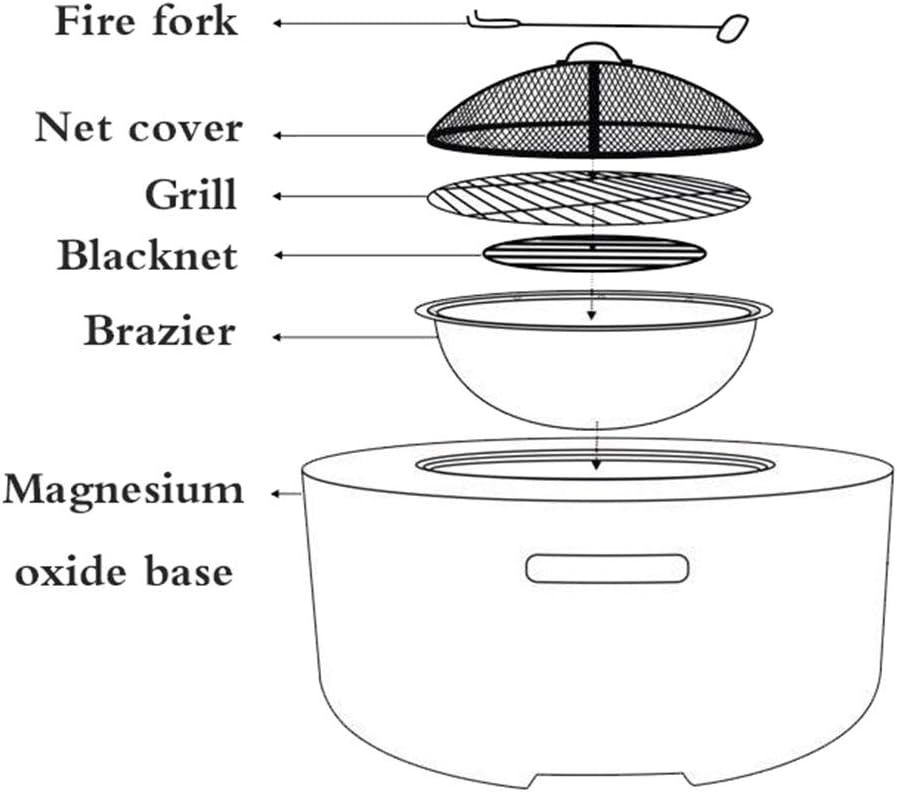 Fire Pit with BBQ Grill Shelf, Fire Bowls for Garden with Magnesium Oxide Base 75 * 39cm for Outdoor, Garden, Barbecue, Excursion, Camping,Cyan