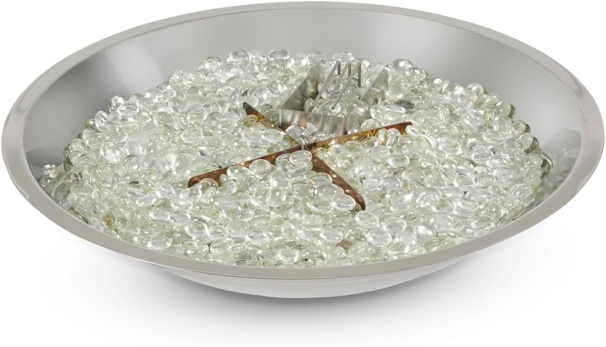 The Outdoor GreatRoom Company Round Crystal Fire Plus Electronic Ignition Fire Pit Burner Kit (CFP20DSING), 20-Inch, Natural Gas