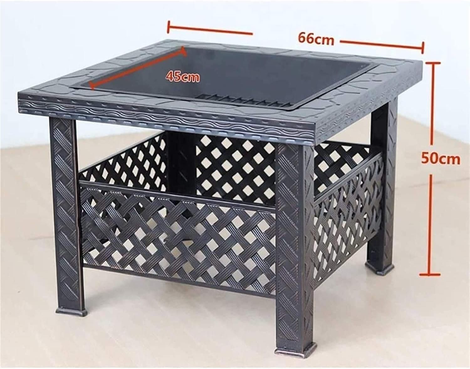 Outdoor Fire Pit, Metal Fire Bowl Fireplace Backyard Patio Garden Stove with Spark Screen and Safety Poker, Fire Pits for Outside, Bonfire, Party, BBQ, Patio & Garden, Black