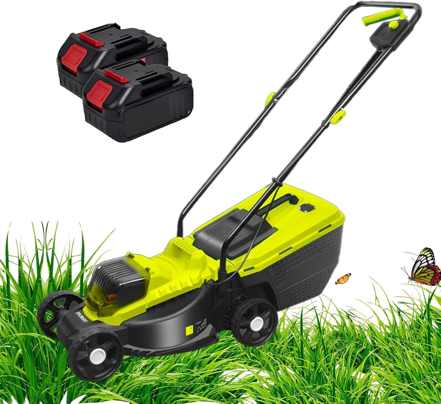 Cordless Electric Lawn Mower with 40V Brushless Motor, Brushless Motor, 30/50/70mm-Position Height Adjustment, Battery Powered Push Lawn Mower for Backyard Garden, Large Capacity,2 Batteries