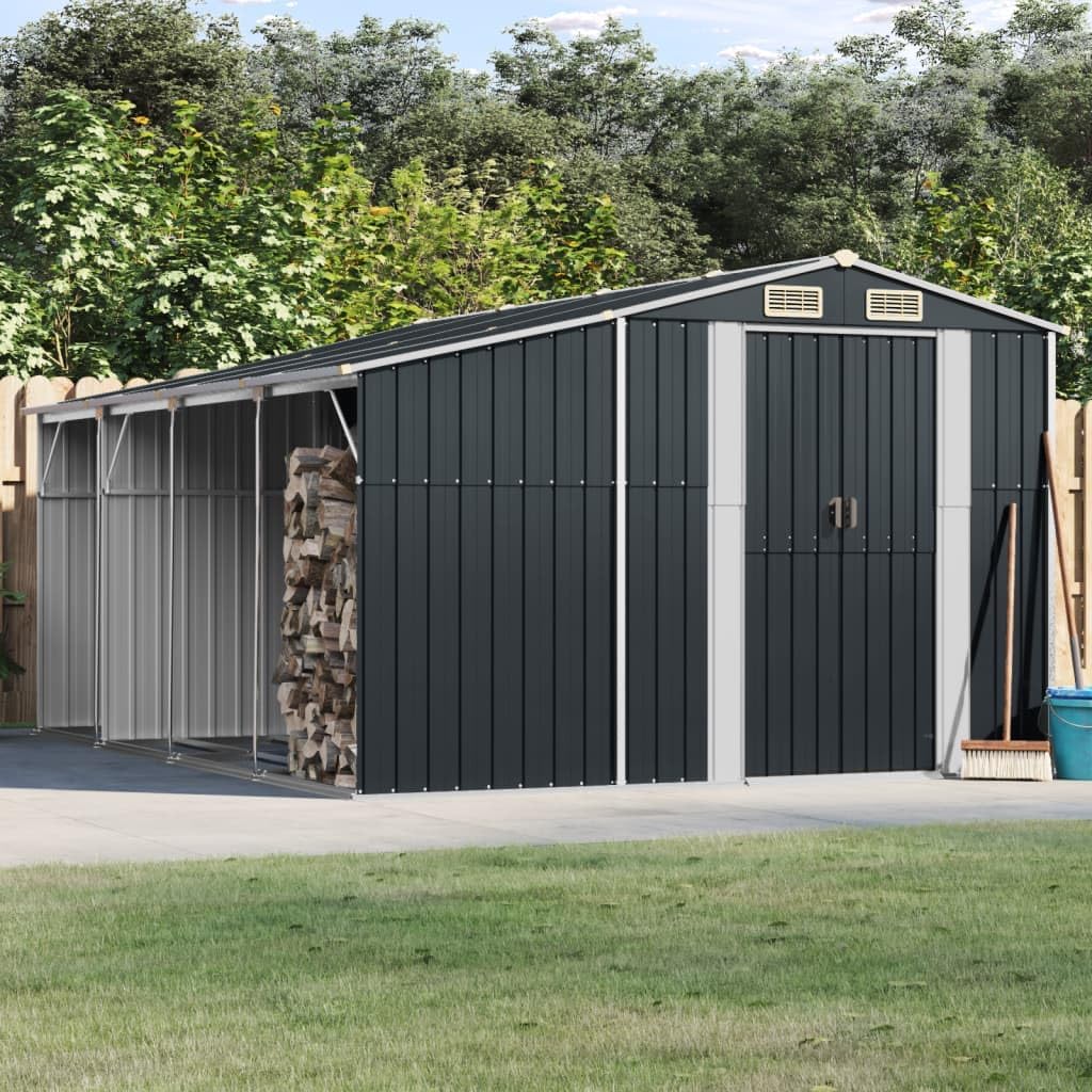 Large Outdoor Storage Shed Garden Shed Anthracite Galvanized Steel with Powder-Coated Finish for Backyard, Patio, Pool Area, Tool and Bike Storage