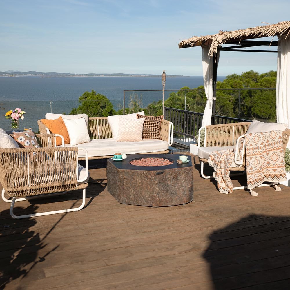 Elementi Outdoor Fire Table Columbia Cast Concrete Fire Pit - Natural Gas