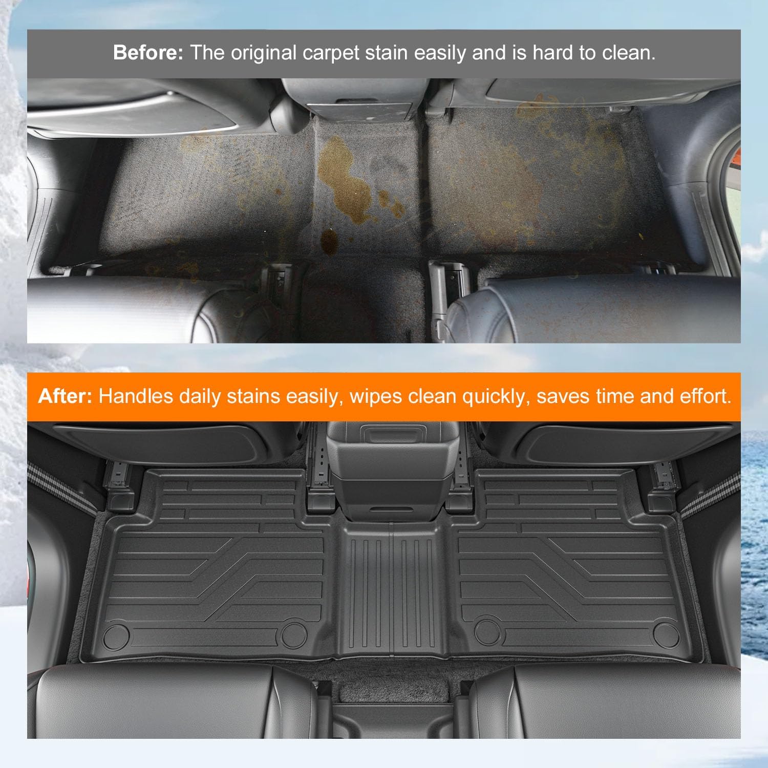 powoq Fuel&Hybrid Floor Mat Compatible with 2024-2026 Santa Fe Cargo Mat Trunk Mat TPE All Weather Trunk Liner Replacement for 2024 2025 2026 Santa Fe Accessories