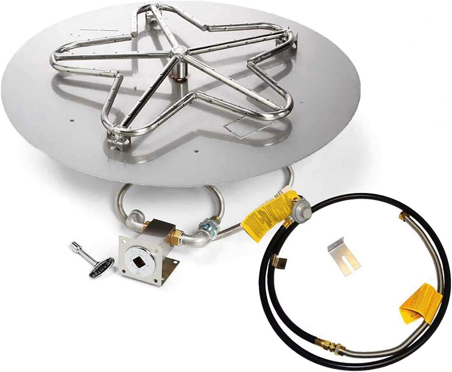 HPC Fire UL Listed Match Light Gas Fire Pit Kit for Small Tanks, 30-Inch Flat Pan (PENTA30MLFPK-FLEX-LP-ST), Propane