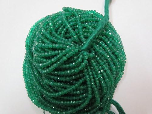 100 String Lot Natural Green Onyx Micro Rondelle Beads Facited 3.50 mm 14