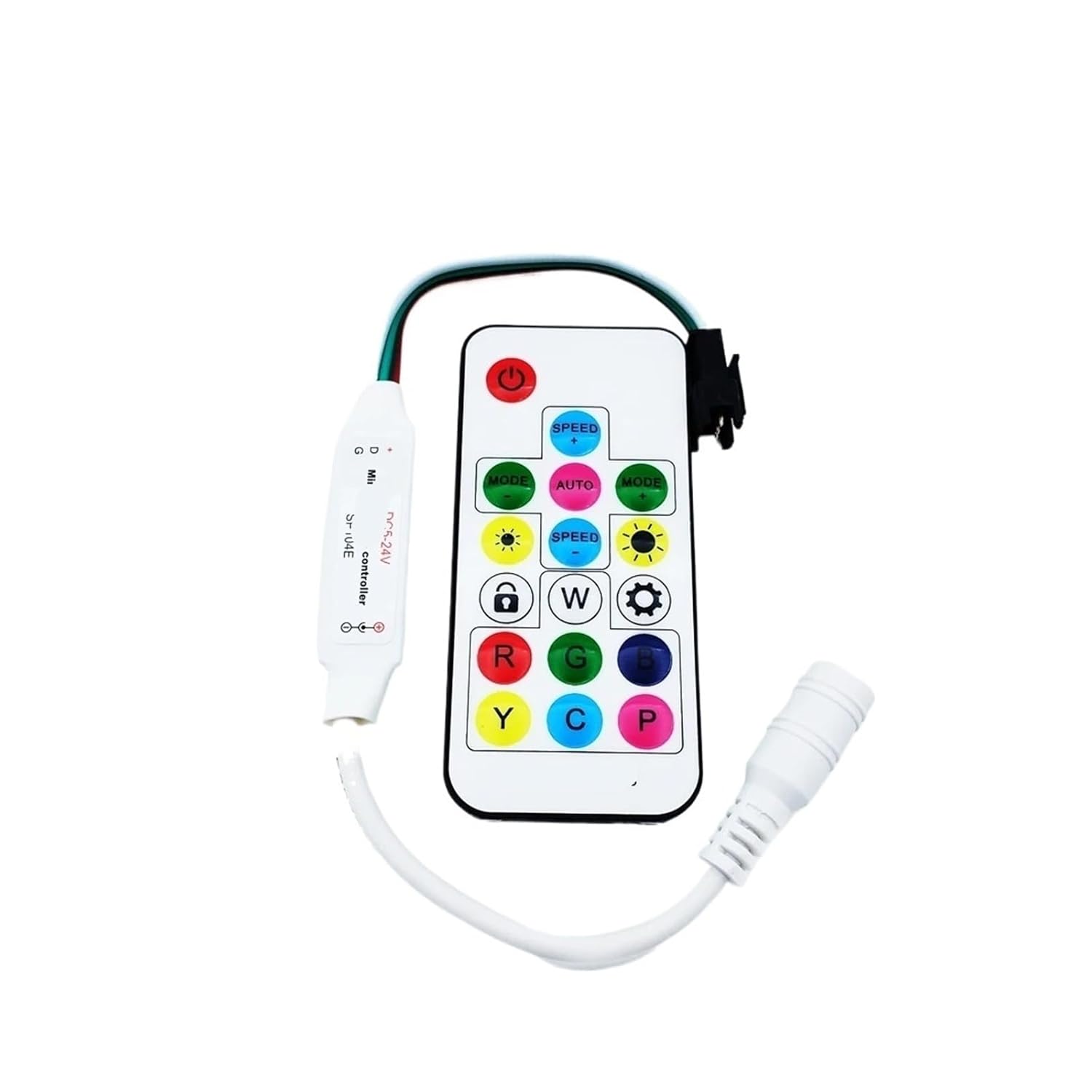 LED Mini Color Controller for WS2812 WS2811 Color RGB DC5~24V 3-pin Connector 200 Color Modes SP104E10(WM-SP104E-10PCS)