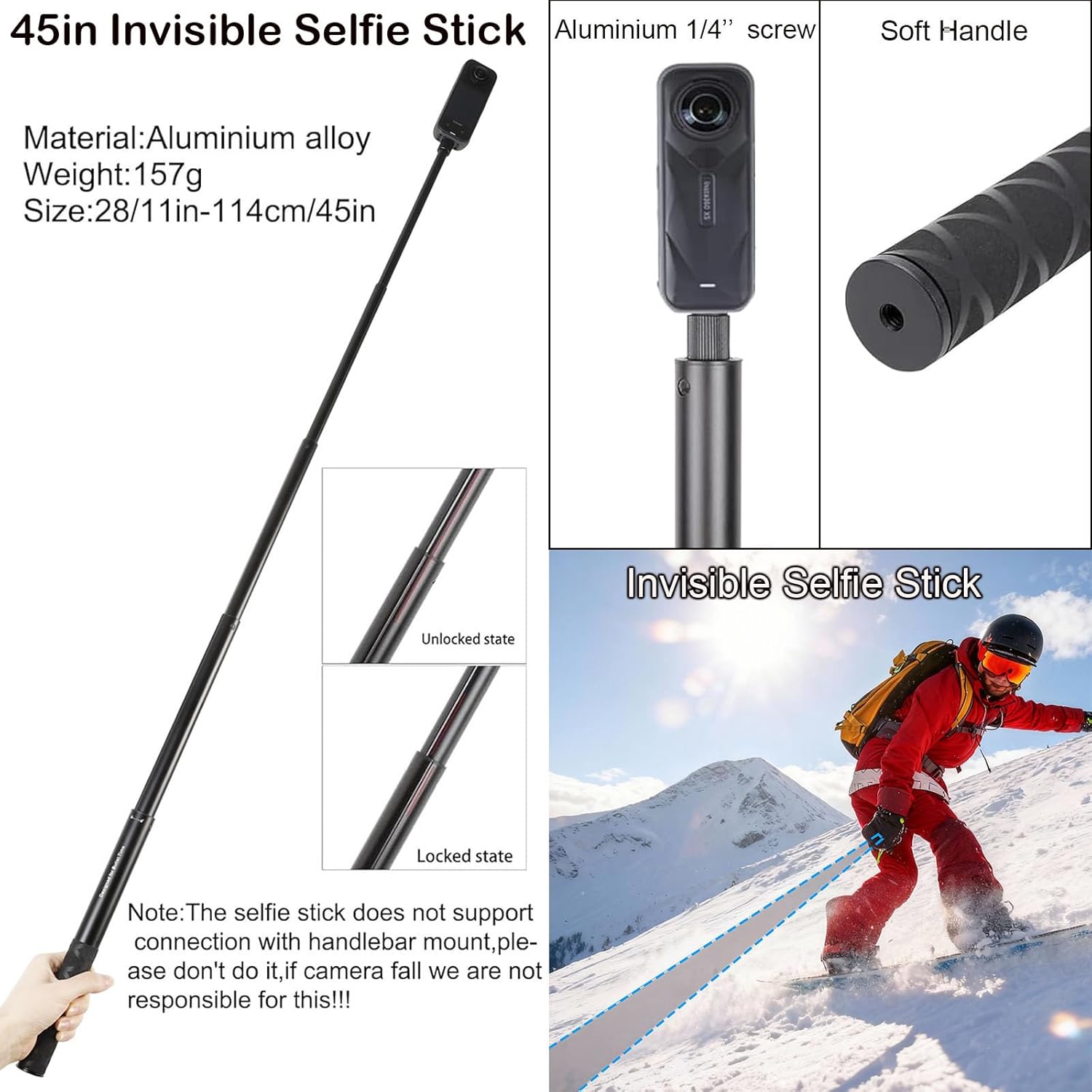 PellKing Accessories Kit for insta360 X5,Included Carrying Case with Belt,2 Pcs Metal 1/4