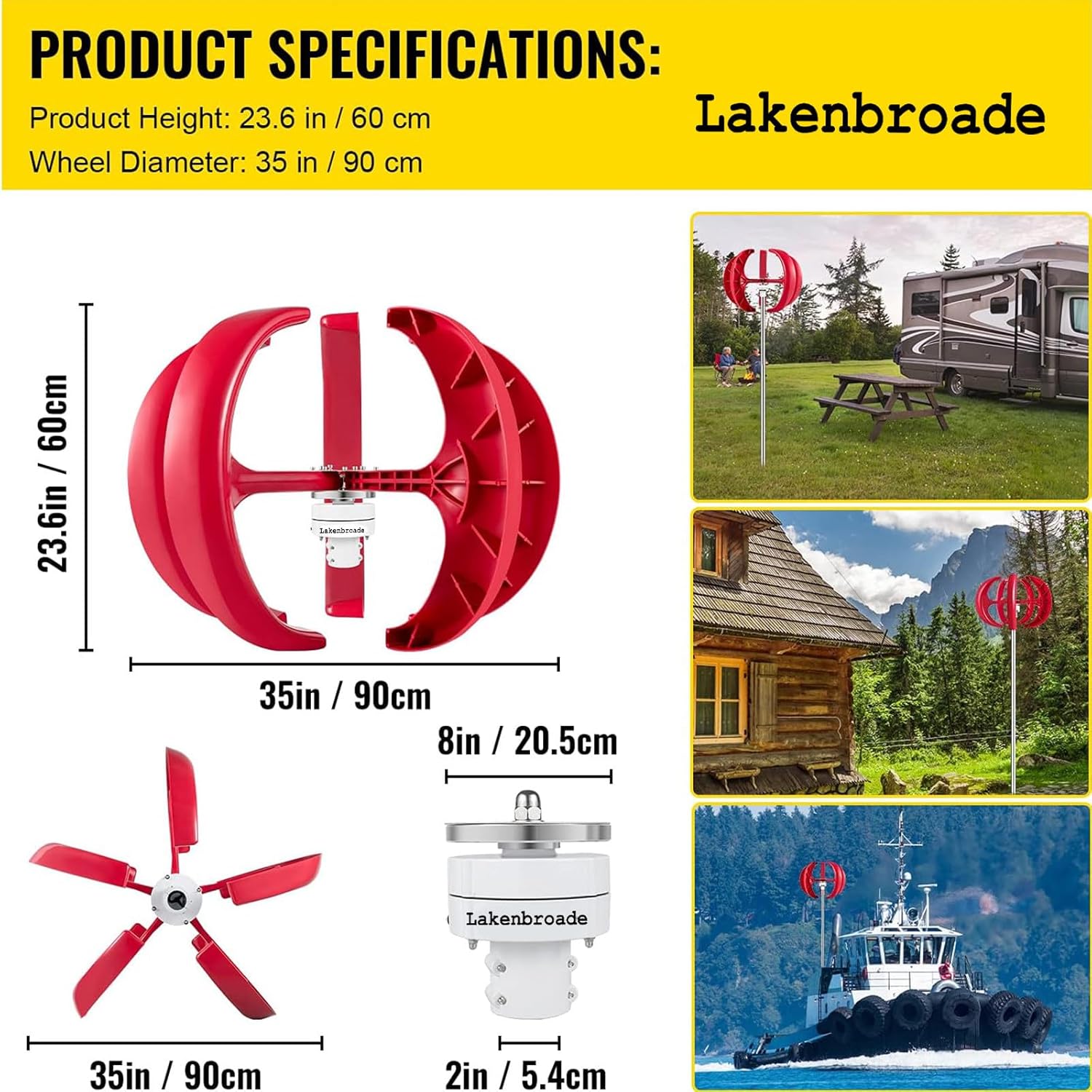 12V 24V Wind Turbine Generator, 5 Blades Wind Turbine Lanterns Generator Vertical Controller 15000W/20000W for Home Hybrids Streetlight Use Electromagnetic Electricity Producer,15000W-24V