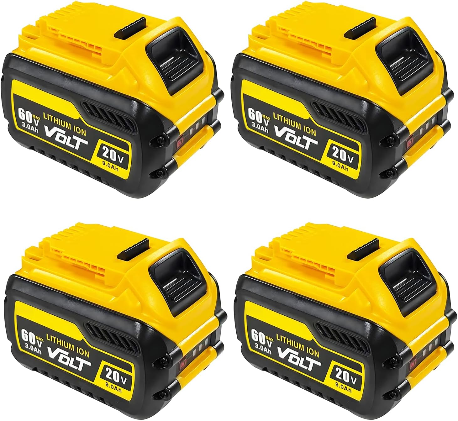 20V 9.0Ah Replacement Battery Compatible with DCB200 DCB209 20V DCD DCF DCG Series Cordless Power Tools with LED Indicator 4 Pack