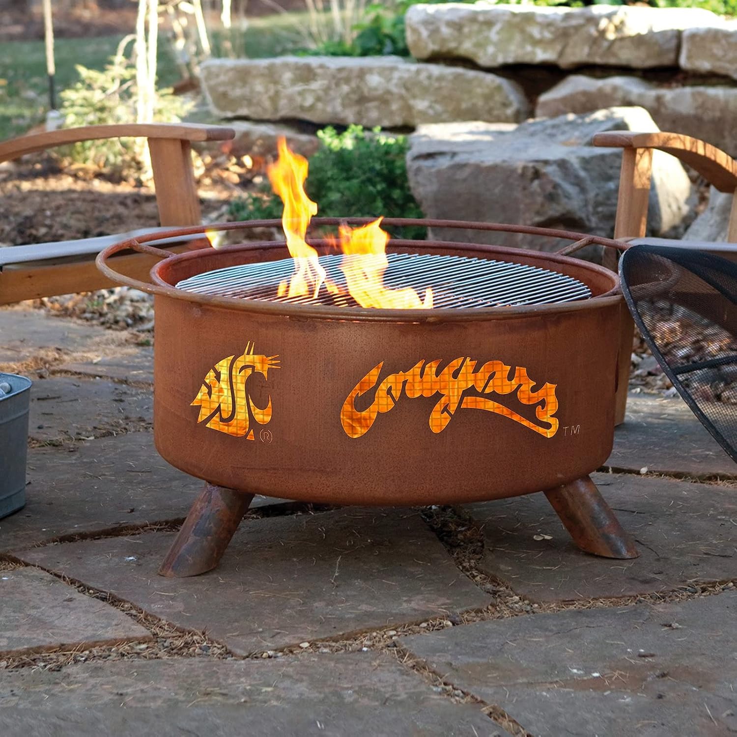 Patina Products F216 Washington State Steel Outdoor Fire Pit - 24 x 24 x 11 inch - Natural Rust Patina Finish