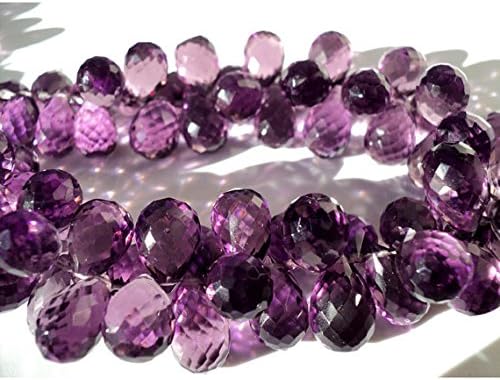 13 inch Natural Beads Strand of 5x7-7x10mm Faceted Drop Amethyst Quartz Gemstone Beads for DIY Jewelry - Necklace, Bracelet, Earring, Ring.