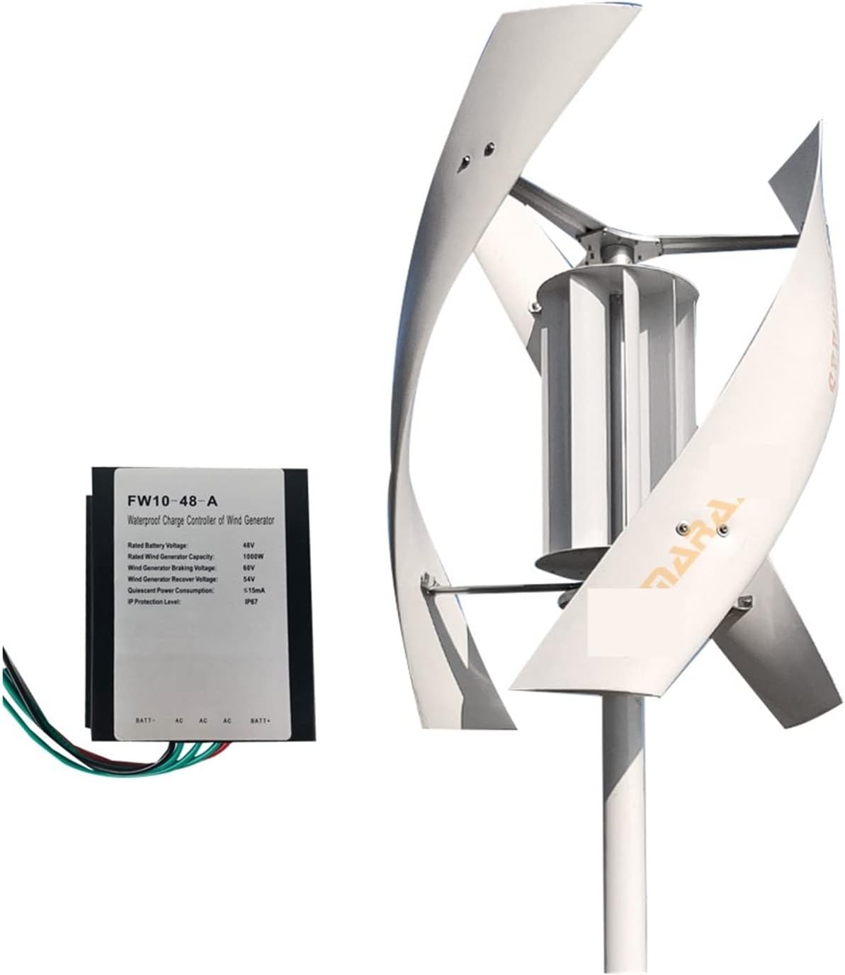 Wind Turbine 2kw Wind Turbine Generator,Vertical Axis Coreless Generator Kit 24v 48v Wind Turbine With Low Rpm Permanent Magnet Alternative Generator (Color : Hybrid control, Size : WHITE_48V_1000W
