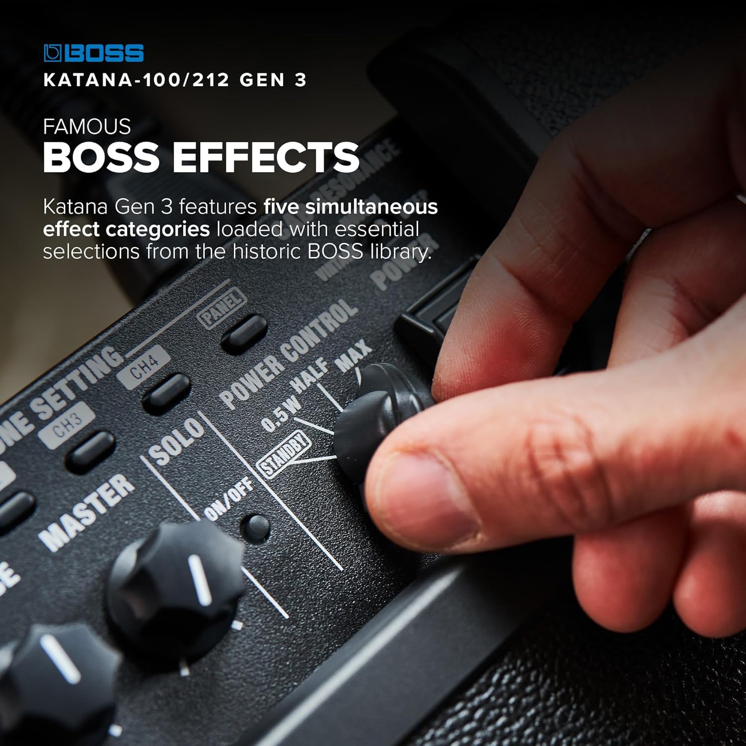 BOSS Katana-100/212 Gen 3 Guitar Amplifier | Powerful 100-Watt Combo Amp | Two Custom 12-Inch Speakers | Evolved Tube Logic Sounds | 12 Amp Characters | Onboard BOSS Effects | Advanced Connectivity