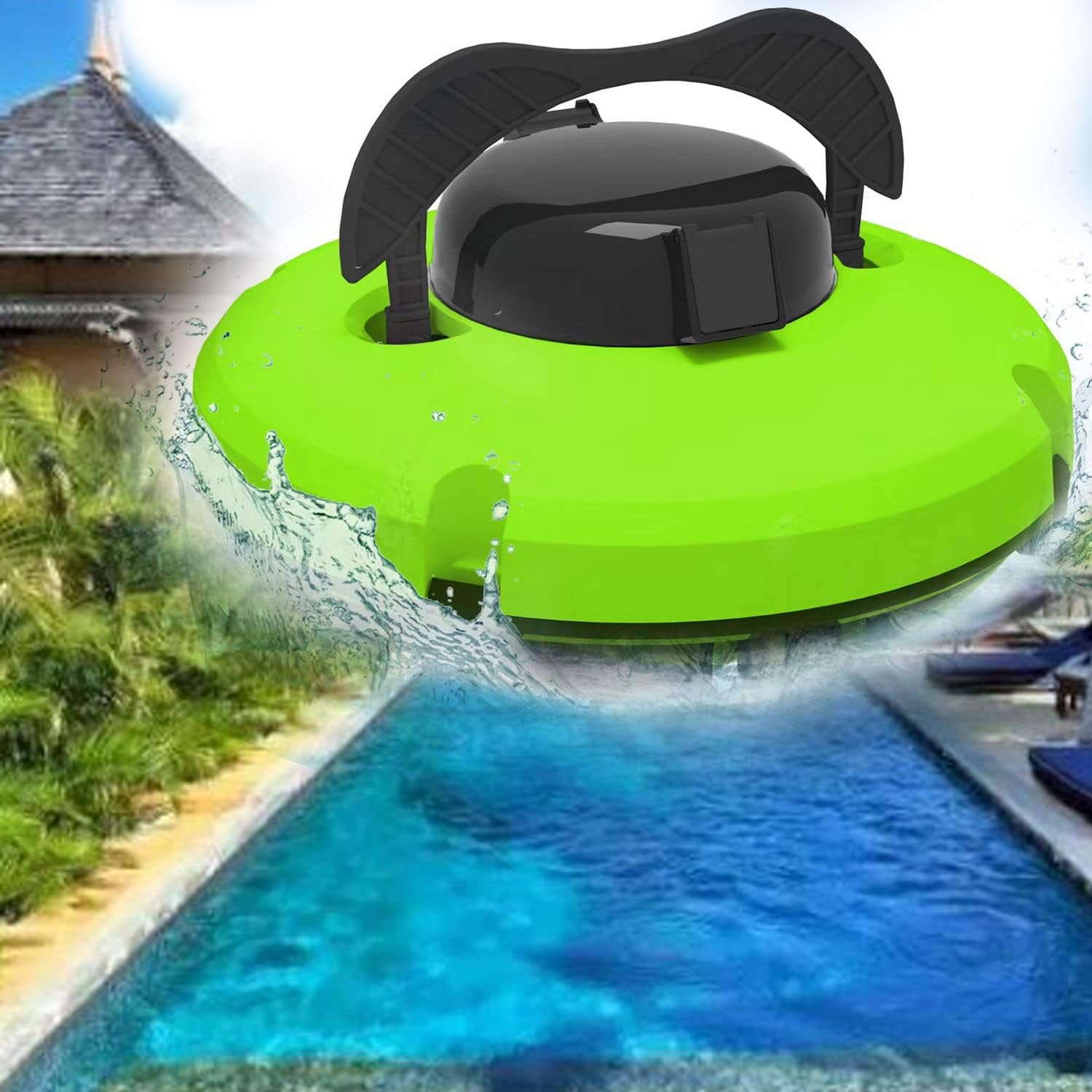 Robotic Cordless Pool Vacuum Cleaner with Powerful Dual Brushless Motors,5200mAh Battery Lasts120 Mins Runtime, Self-Parking,Automatic Robot Cleaners,Green