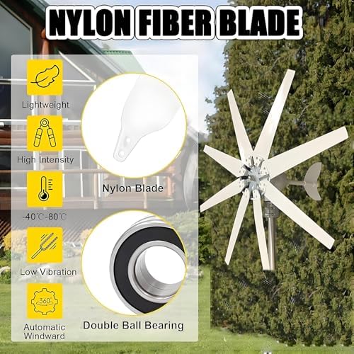 20000W Vertical Axis Wind Turbine Generator Kit, 12V/24V/48V, 8 Blades, Efficient Outdoor Power System for Home, RV, Marine - Eco-Friendly Windmill Solution