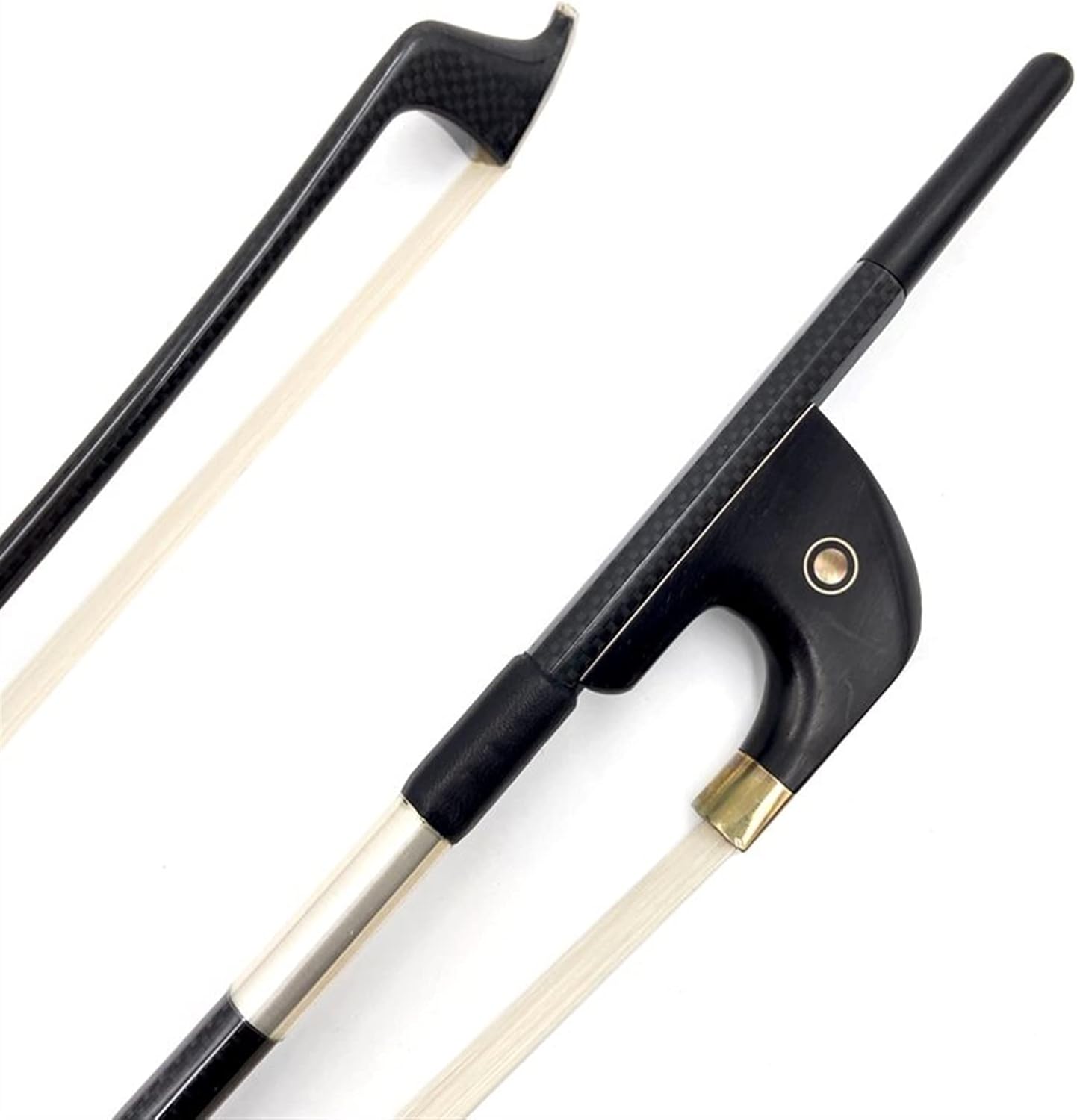 TSTS Carbon Fiber 3/4 Double Bass Bow Black Plaid Grid Carbon Fiber Siberian Horsetail Full Size Violin Bow