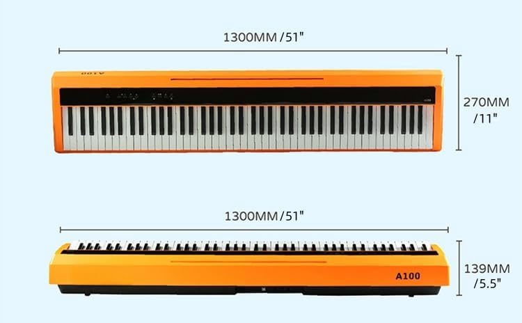 LANDTOM Intelligent 88-Key Heavy Hammer Digital Piano A100 Portable Electric Piano for Beginners and Professionals to Play Home and Outdoors Piano with foldable stand, Orange (Without Stand, Orange)